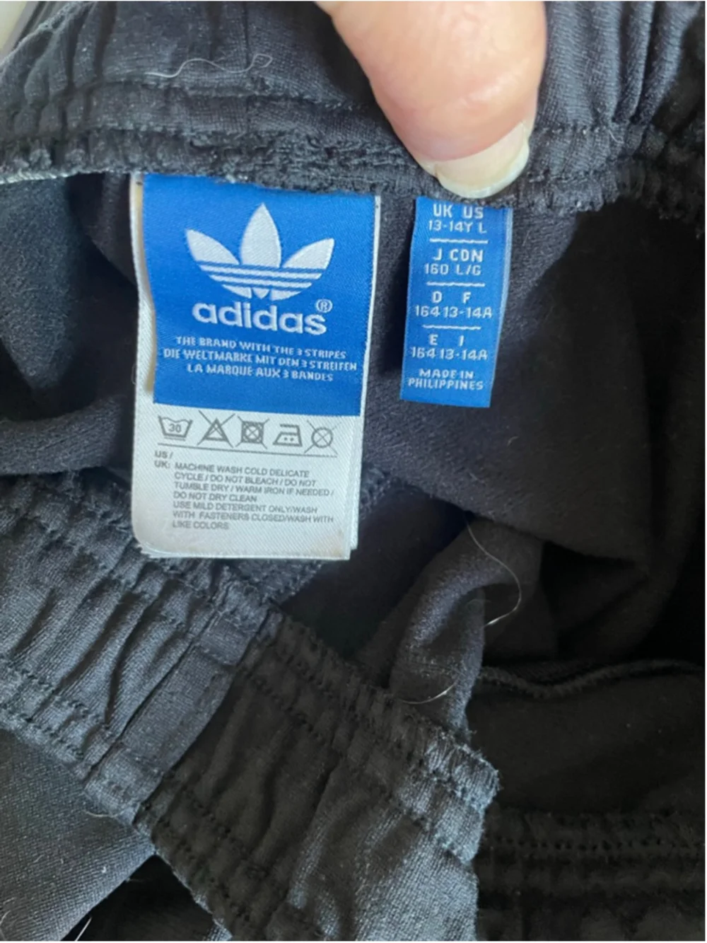 Boys Adidas Black & White Striped Sweatpants L